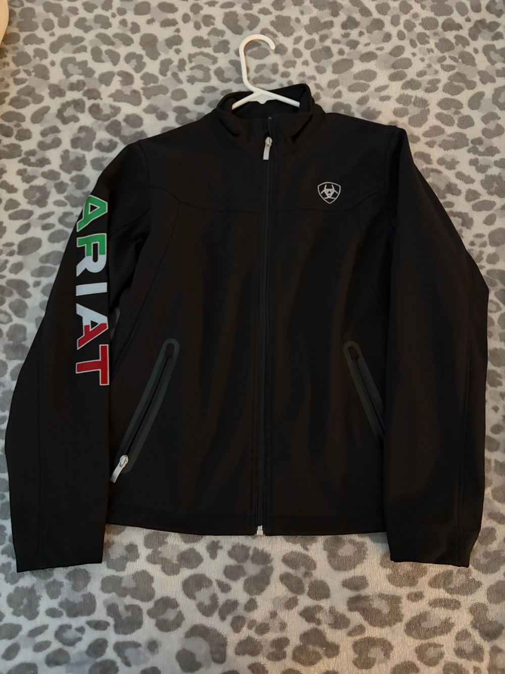 Ariat Black Windbreaker with Multicolor Sleeve Logo